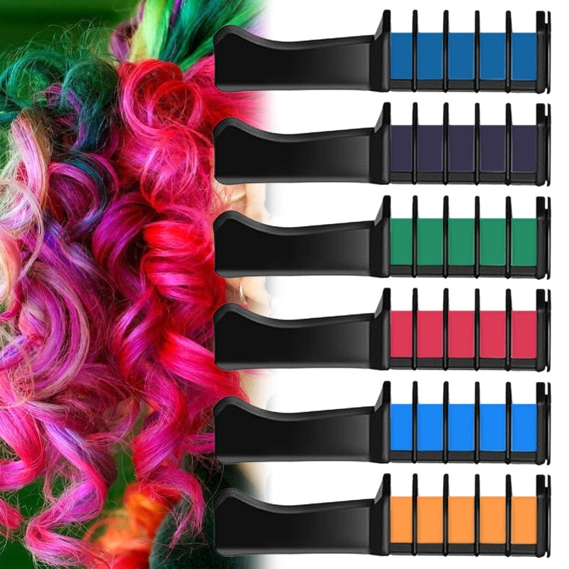 9 Colors Disposable Temporary Dye Stick Mini Hair Dye Comb Easy To Color and Clean Hair Dye Chalk Make Up Hair Dye Brush TSLM1