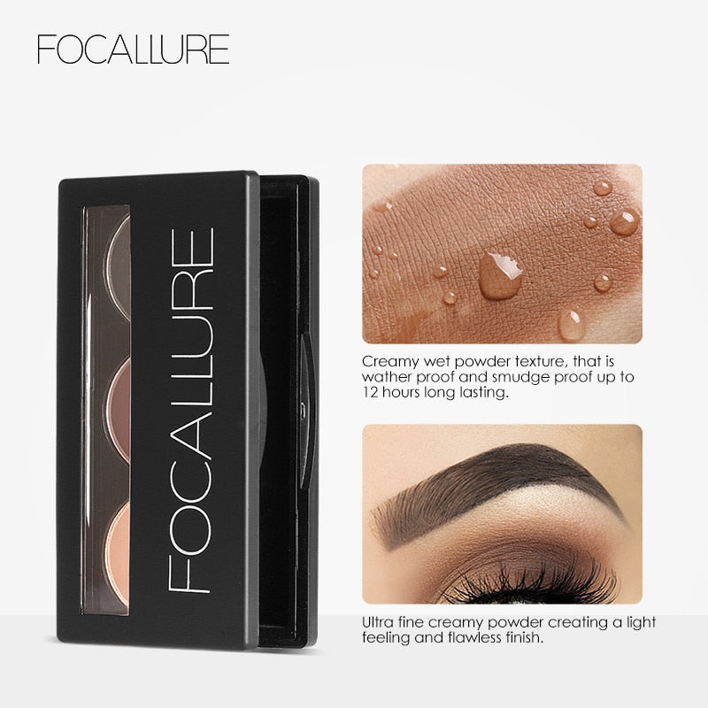 Focallure Eye Brow Makeup Set 3 In 1 Waterproof Eye Shadow Eyebrow Powder Make Up Palette Women Beauty Cosmetics