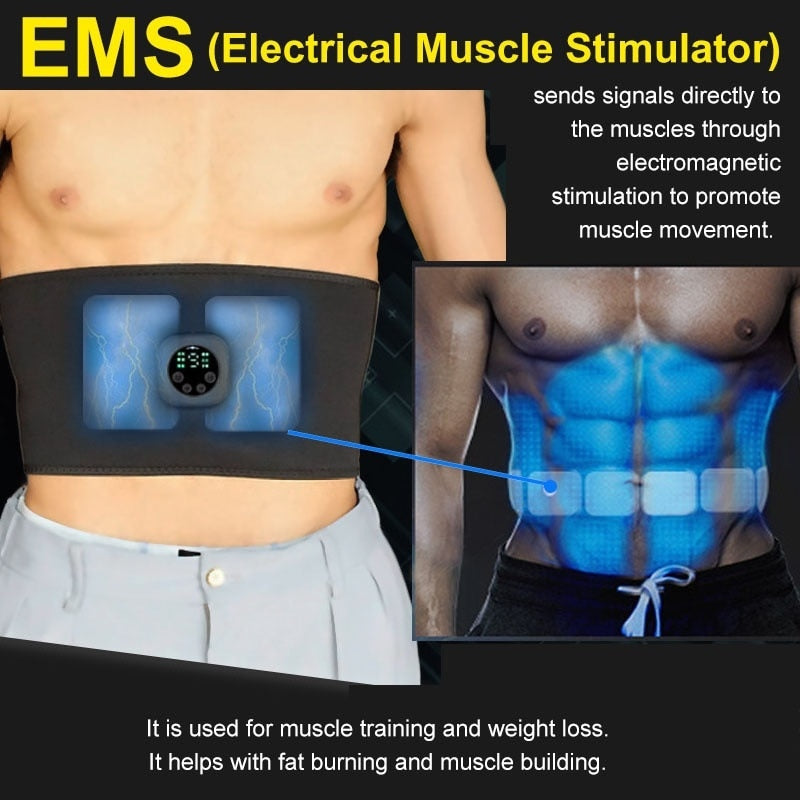 EMS Electric Abdominal Body Slimming Belt Waist Band Smart Abdomen Muscle Stimulator Abs Trainer Fitness Lose Weight Fat Burn