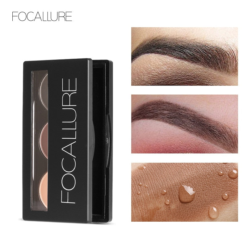 Focallure Eye Brow Makeup Set 3 In 1 Waterproof Eye Shadow Eyebrow Powder Make Up Palette Women Beauty Cosmetics