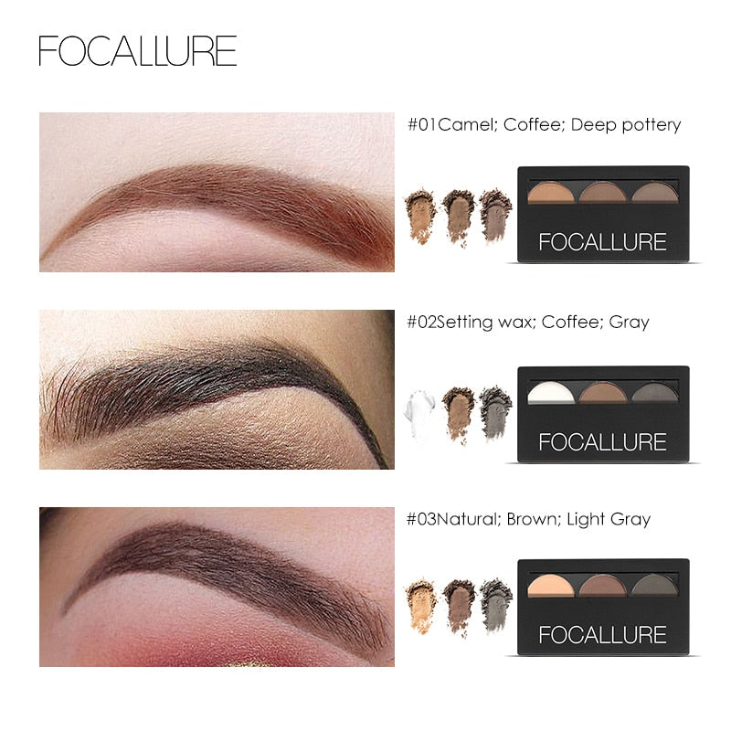 Focallure Eye Brow Makeup Set 3 In 1 Waterproof Eye Shadow Eyebrow Powder Make Up Palette Women Beauty Cosmetics