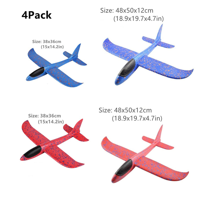 4Packs 50CM Foam Plane Kits Flying Glider Toy With LED Light Hand Throw Airplane Sets Outdoor Game Aircraft Model Toys For Kids