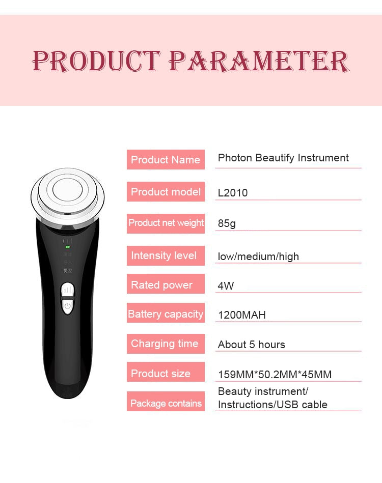 Radio Frequency Skin Tightening LED light Face Massage Skin Care Rejuvenation Anti Aging Wrinkle Facial Lifting Beauty Device