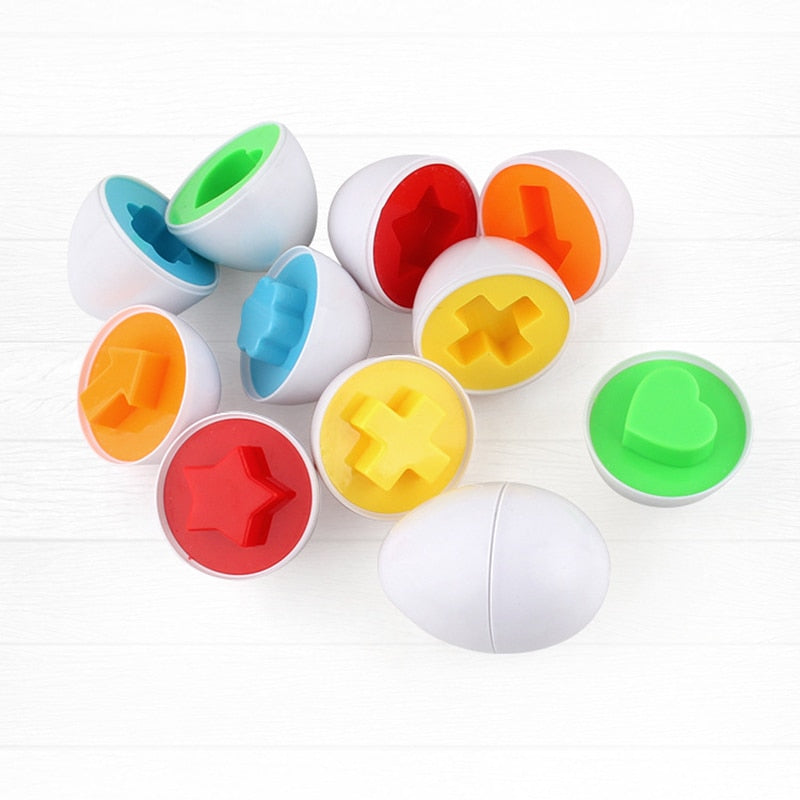 6pcs Montessori Smart Eggs 3D Puzzle Toys For Children Educational Learning Math Toy Kids Color Shape Recognize Match Easter Egg