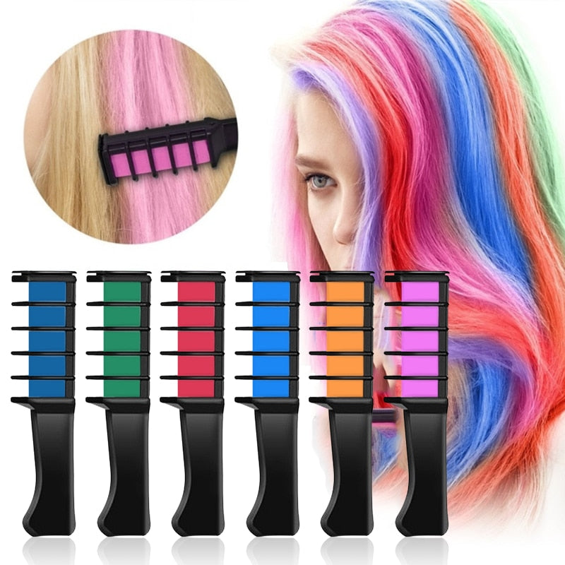 9 Colors Disposable Temporary Dye Stick Mini Hair Dye Comb Easy To Color and Clean Hair Dye Chalk Make Up Hair Dye Brush TSLM1