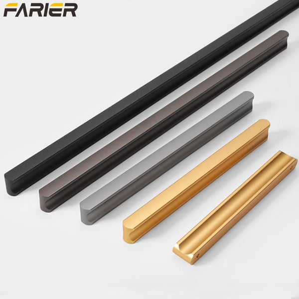 Cabinet door handle modern minimalist cabinet drawer closet door handle lengthened aluminum alloy black furniture hardware