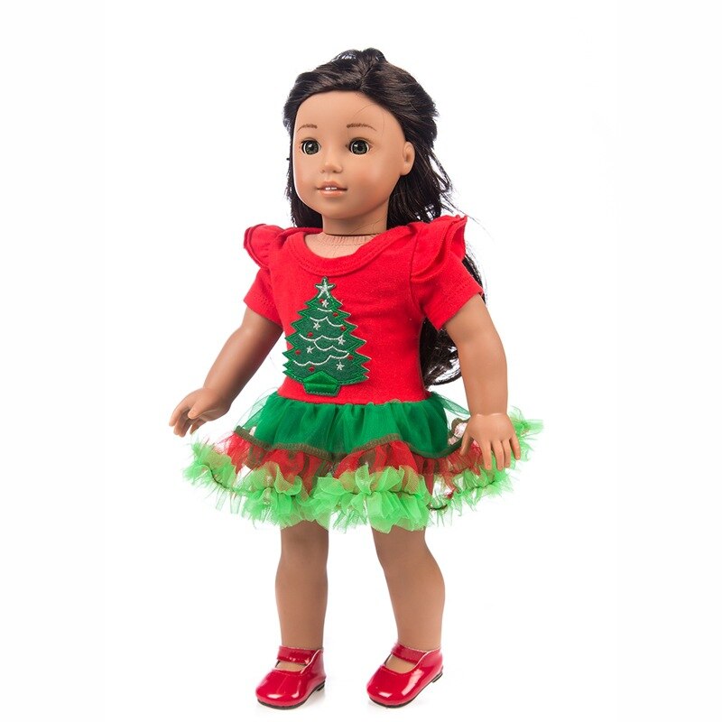 18 inch Girl Doll Santa Claus Dress fit for new born Baby doll Christmas dress hat doll accessories