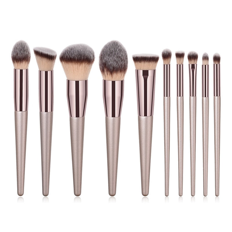 4/10pcs Champagne makeup brushes set for cosmetic foundation powder blush eyeshadow kabuki blending make up brush beauty tool