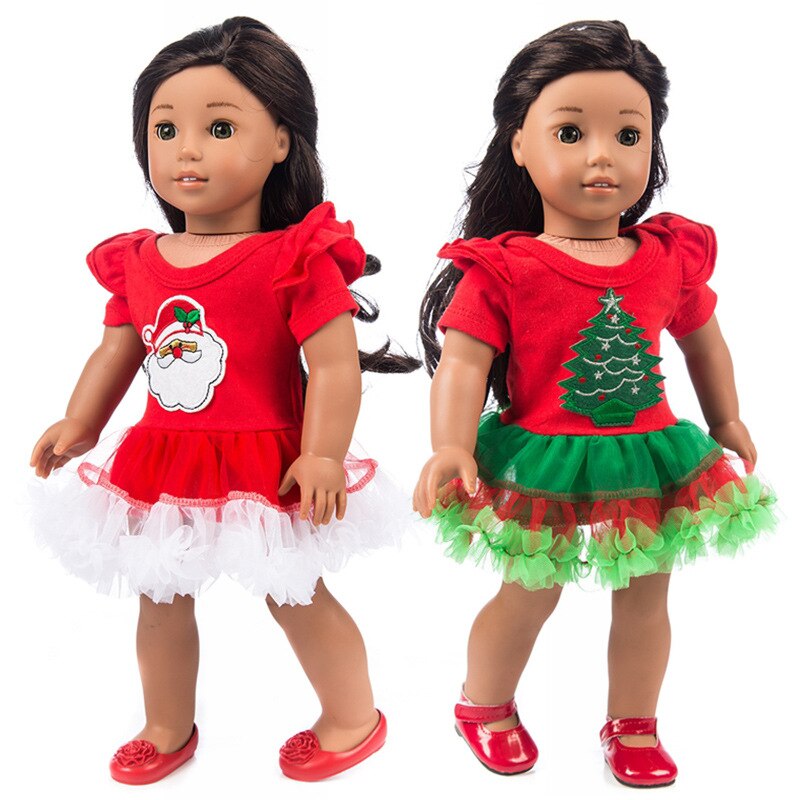 18 inch Girl Doll Santa Claus Dress fit for new born Baby doll Christmas dress hat doll accessories