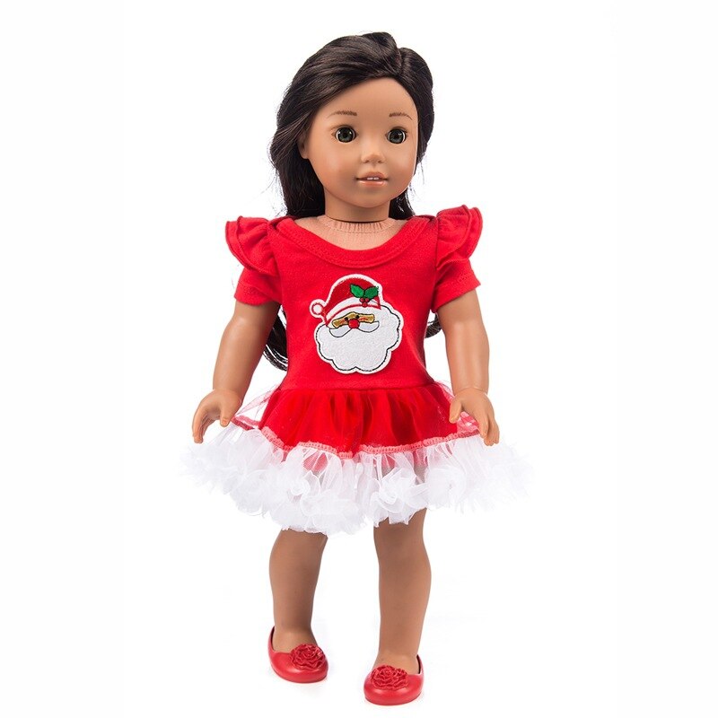 18 inch Girl Doll Santa Claus Dress fit for new born Baby doll Christmas dress hat doll accessories