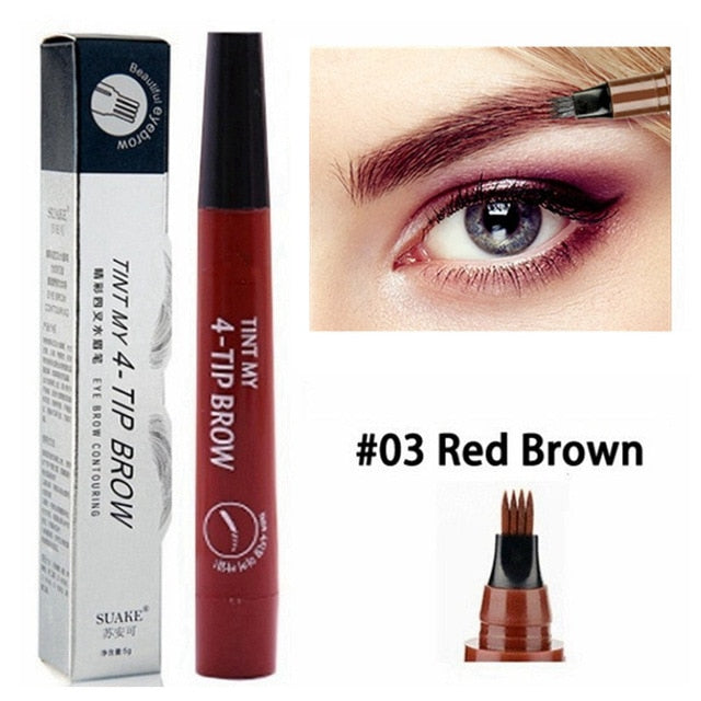 4 Point Eyebrow Pencil Waterproof Liquid Eyebrow Pen Makeup Long Lasting 4 Fork Tip Brow Pen Cosmetic Microblade Brow Pencil