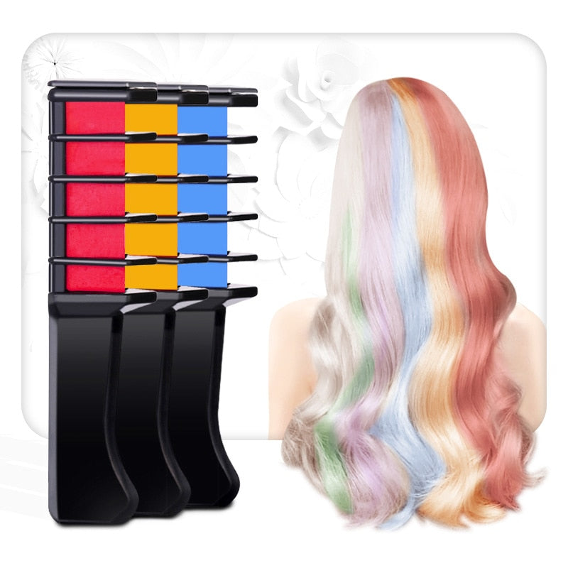 9 Colors Disposable Temporary Dye Stick Mini Hair Dye Comb Easy To Color and Clean Hair Dye Chalk Make Up Hair Dye Brush TSLM1