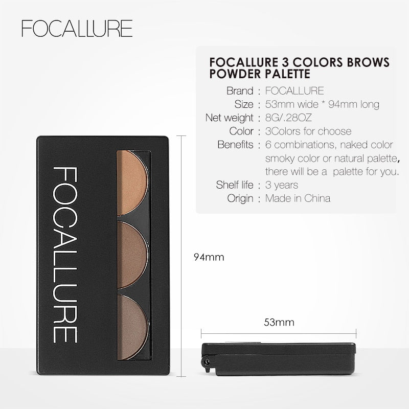 Focallure Eye Brow Makeup Set 3 In 1 Waterproof Eye Shadow Eyebrow Powder Make Up Palette Women Beauty Cosmetics