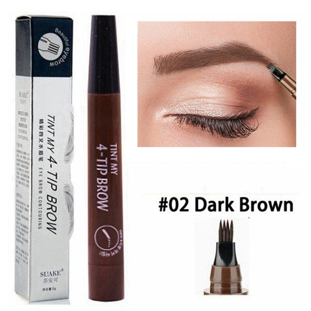 4 Point Eyebrow Pencil Waterproof Liquid Eyebrow Pen Makeup Long Lasting 4 Fork Tip Brow Pen Cosmetic Microblade Brow Pencil