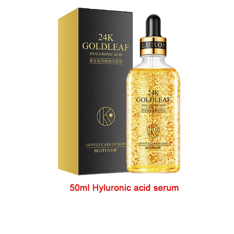 New Product Hyaluronic Acid Serum 24k Gold Face Moisturizing  Whitening Anti Aging Skin Care Set Korean Cosmetic Facial Essence