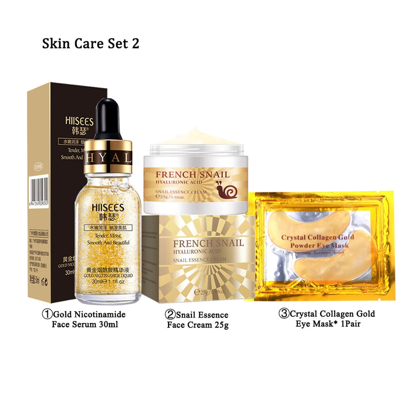 New Product Hyaluronic Acid Serum 24k Gold Face Moisturizing  Whitening Anti Aging Skin Care Set Korean Cosmetic Facial Essence