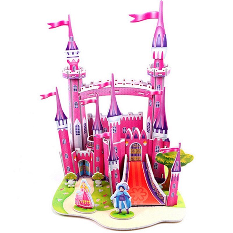 Montessori 3D Puzzle Jigsaw Learning Educational Toys Diy Attractive Cartoon Castle Garden House for Children Kids Craft Toys