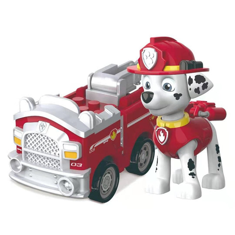 Genuine Paw Patrol Vehicle Chase Skye Marshall Pull Back Cars Playset Building Blocks Action Figure Children Toys Birthday Gifts