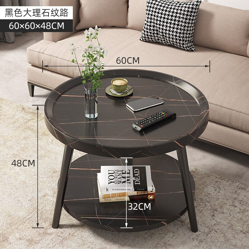 Round Vintage Coffee Table Wood Storage Sofa Side 2 Ties Coffee Tables Aesthetic Design Moveis Para Casa Auxiliary Furniture