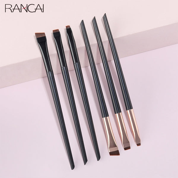 RANCAI 3Pcs Eye Makeup Brushes Flat Eyebrow Eyeliner Brush Professional Angled Eyes Brow Pincel Maquiagem Make Up Cosmetic Tools