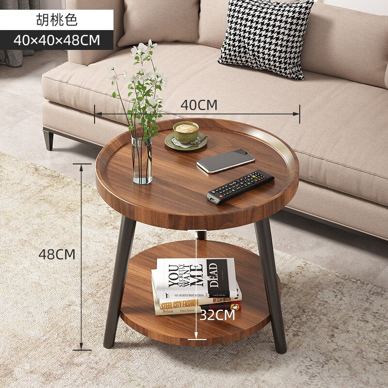 Round Vintage Coffee Table Wood Storage Sofa Side 2 Ties Coffee Tables Aesthetic Design Moveis Para Casa Auxiliary Furniture