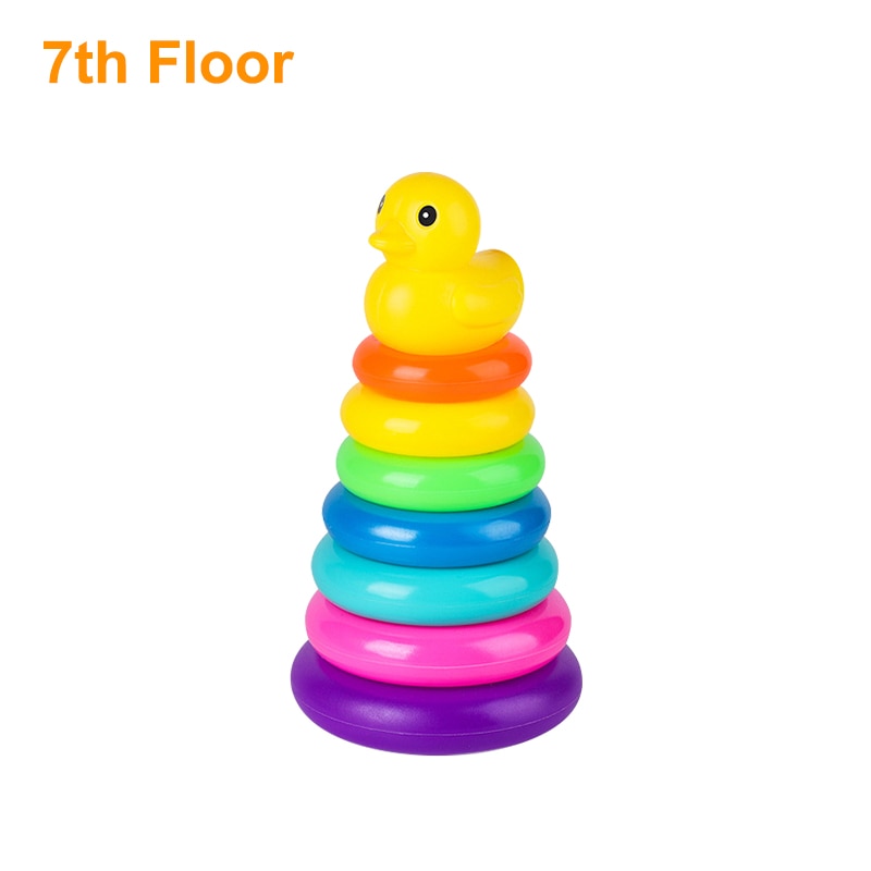 Baby Stacking Duck Toys Puzzle Rainbow Pyramid Tower Circle Ring Childr Montessoris Educational Toys 5/7/9th Floor for Kid Gifts