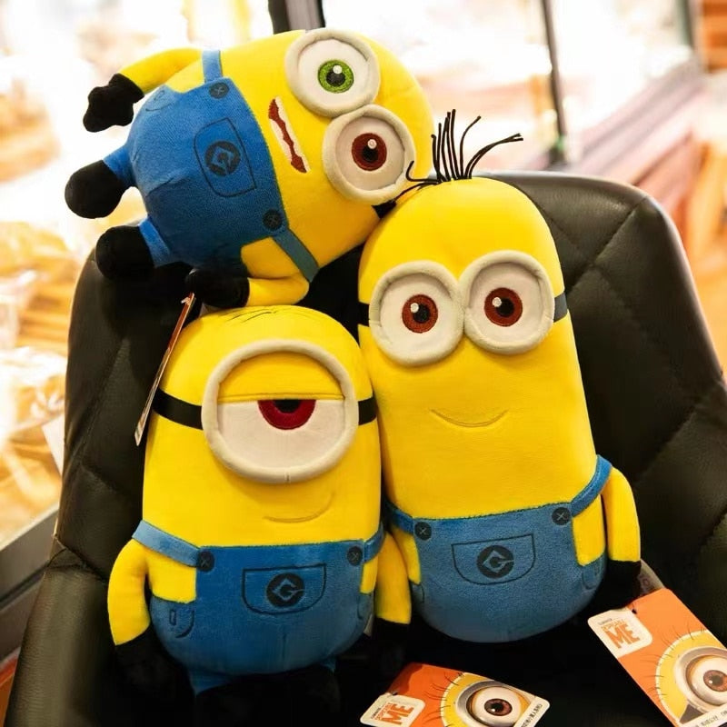 Yellow Body Minion Kawaii Kids Toys Stuffed Animals Movie Characters Bob Stuart In Jeans Plush Doll Key Chain Birthday Gifts