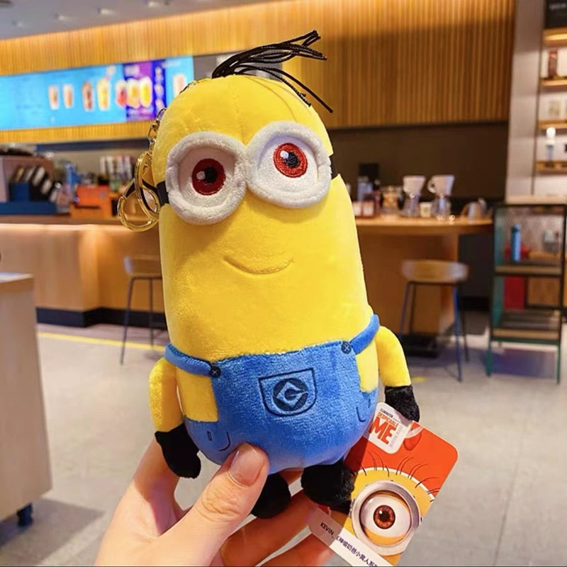 Yellow Body Minion Kawaii Kids Toys Stuffed Animals Movie Characters Bob Stuart In Jeans Plush Doll Key Chain Birthday Gifts