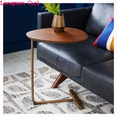 Simple Modern Table Iron Art Sofa Corner Table Lazy Bedside Reading Oval Coffee Table Tea Solid Wood Counter Top Home Furniture