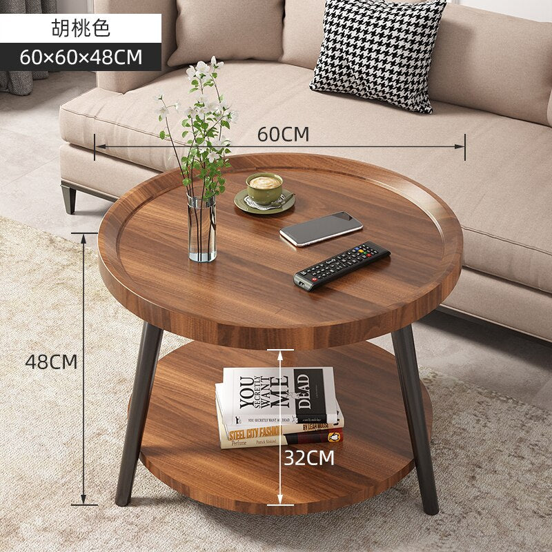 Round Vintage Coffee Table Wood Storage Sofa Side 2 Ties Coffee Tables Aesthetic Design Moveis Para Casa Auxiliary Furniture