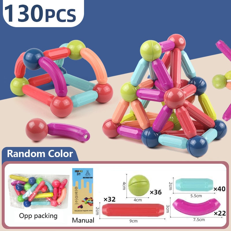 Magic Magnetic Building Blocks Toy Magnetic Construction Set Magnet Ball Sticks Rod Games Montessori Educational Toys For Kids