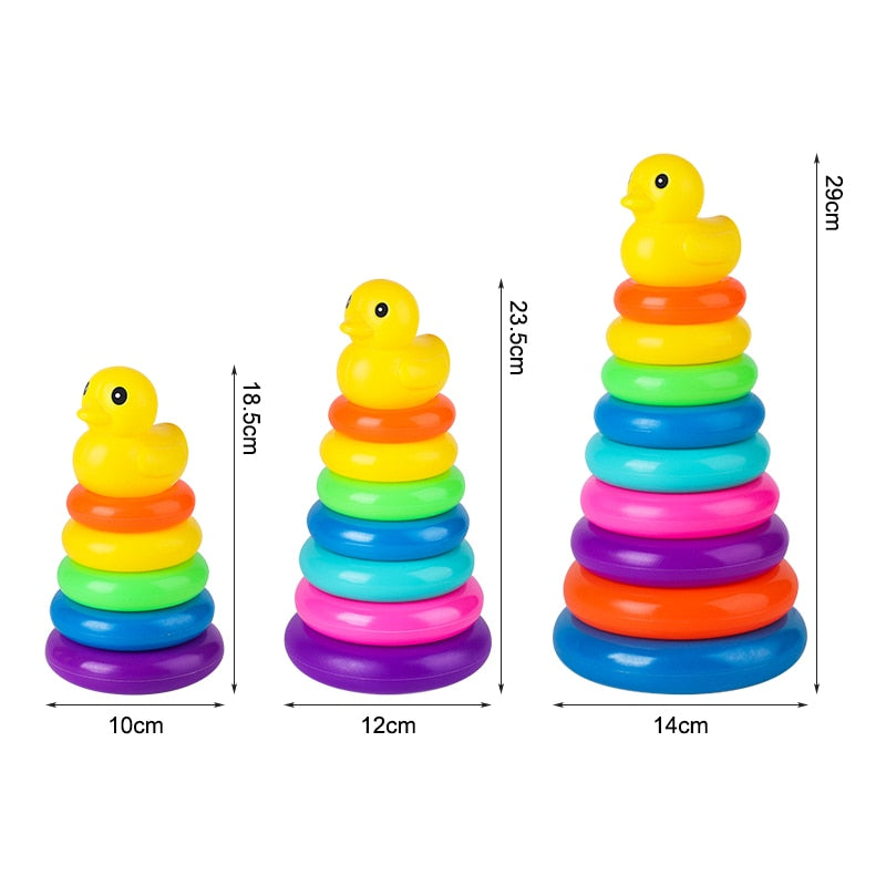 Baby Stacking Duck Toys Puzzle Rainbow Pyramid Tower Circle Ring Childr Montessoris Educational Toys 5/7/9th Floor for Kid Gifts