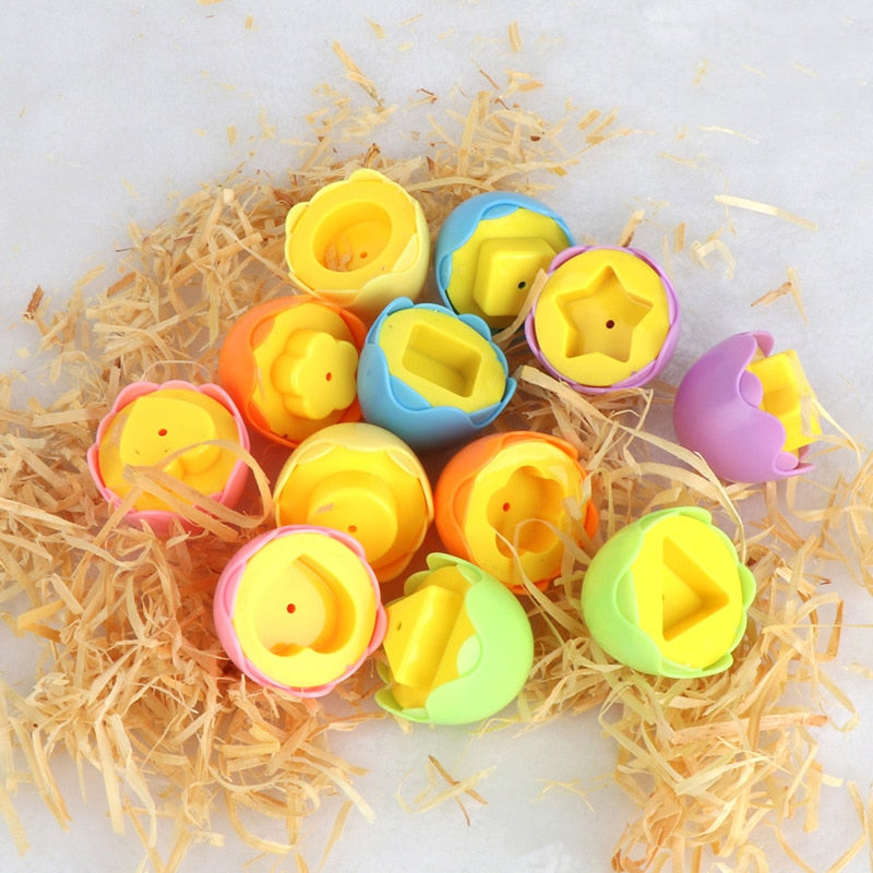 6pcs Montessori Smart Eggs 3D Puzzle Toys For Children Educational Learning Math Toy Kids Color Shape Recognize Match Easter Egg