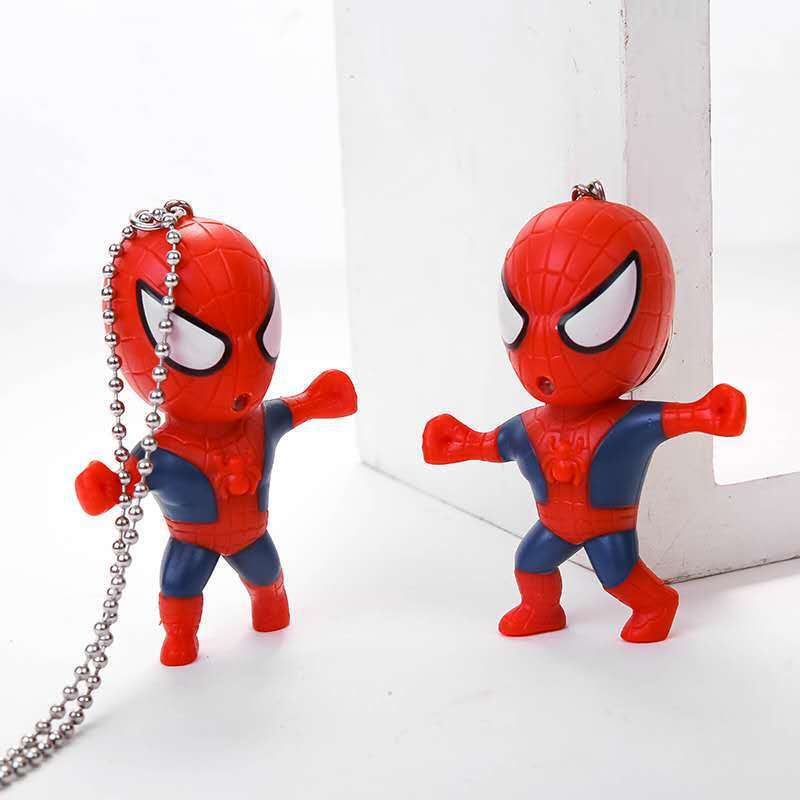 Disney Spiderman Children's Toys Marvel Anime Figures Spiderman Necklace Glow and Sound Pendant Cartoon Toys Kids Birthday Gifts