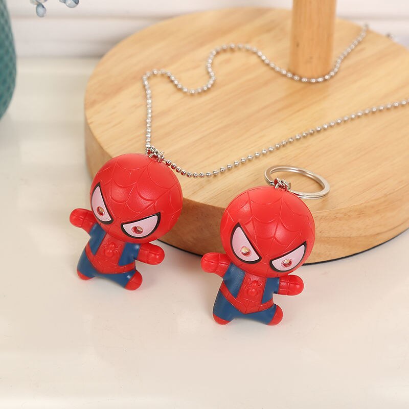 Disney Spiderman Children's Toys Marvel Anime Figures Spiderman Necklace Glow and Sound Pendant Cartoon Toys Kids Birthday Gifts