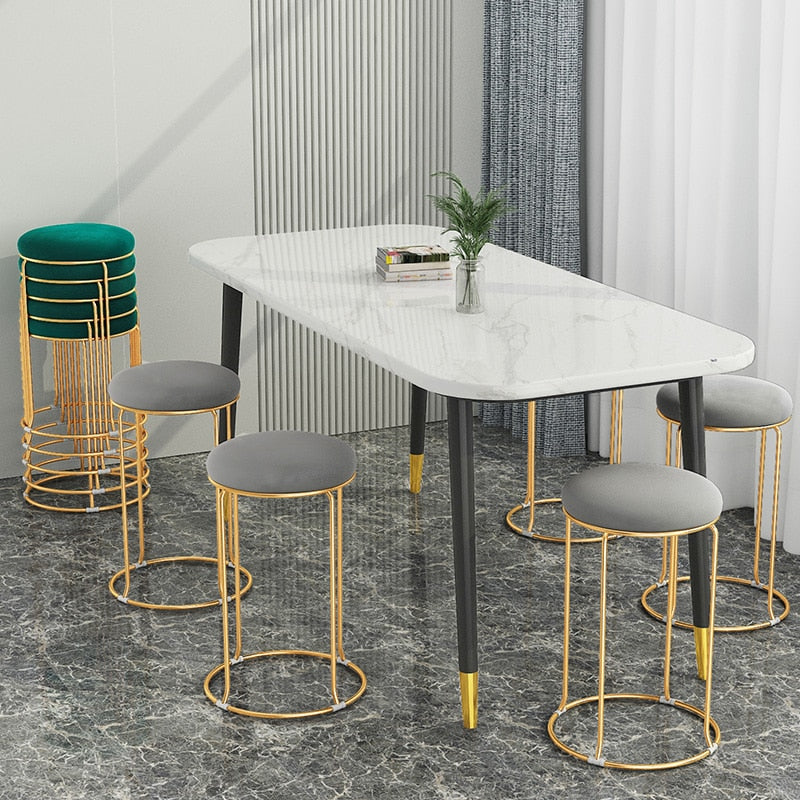 Designer  Velvet Bar Chair Kitchen Lounge Salon Table Desk Round Stool Chair Bathroom Kitchen Style Banqueta Furniture Bar