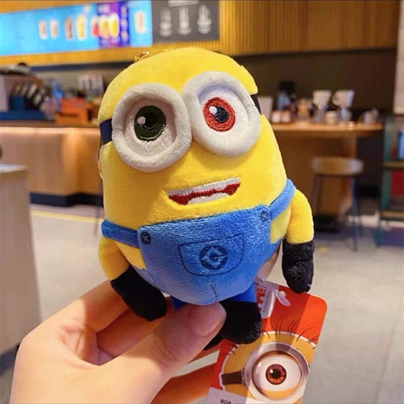 Yellow Body Minion Kawaii Kids Toys Stuffed Animals Movie Characters Bob Stuart In Jeans Plush Doll Key Chain Birthday Gifts