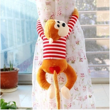 45-75cm Cartoon Cute Plush Toy Gibbon Monkey Curtain Tassel Doll Girl Kids Tiebacks 6 Colors Curtain Bundled