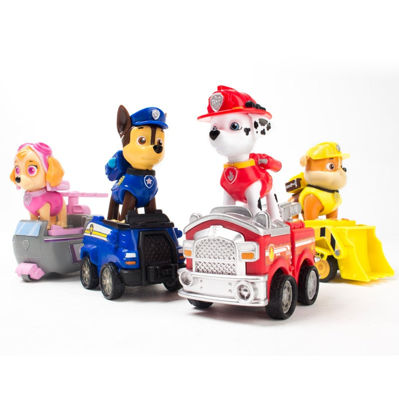 Genuine Paw Patrol Vehicle Chase Skye Marshall Pull Back Cars Playset Building Blocks Action Figure Children Toys Birthday Gifts