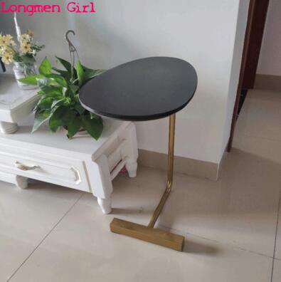 Simple Modern Table Iron Art Sofa Corner Table Lazy Bedside Reading Oval Coffee Table Tea Solid Wood Counter Top Home Furniture