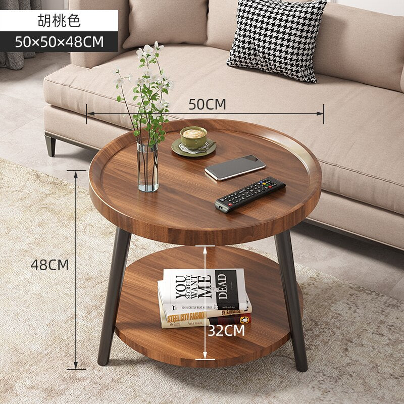 Round Vintage Coffee Table Wood Storage Sofa Side 2 Ties Coffee Tables Aesthetic Design Moveis Para Casa Auxiliary Furniture