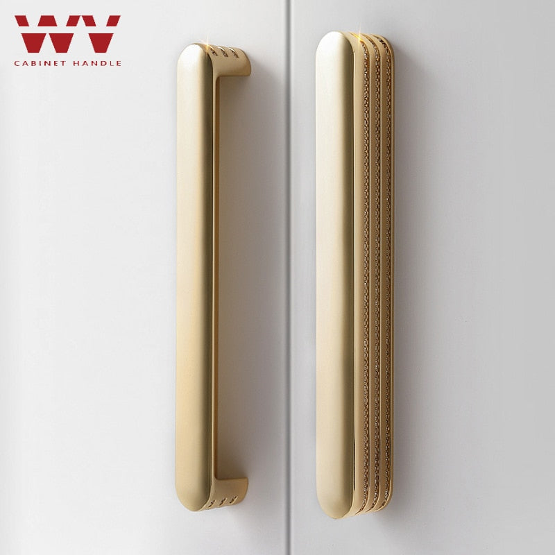 WV Luxurious Gold High Quality Diamond Cabinet Handle  Pulls Wardrobe Door Knobs Zinc Alloy Household Furniture Hardware