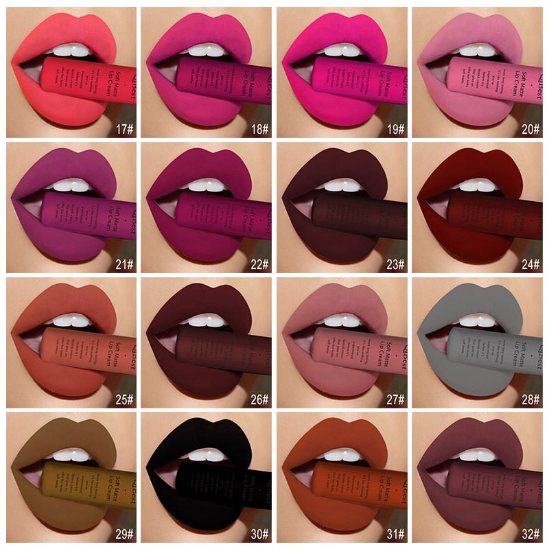 New 34 Colors Waterproof Matte Nude Lipstick Lipkit Pigment Dark Red Black Long Lasting Lip Gloss Women Makeup Lipgloss Kit