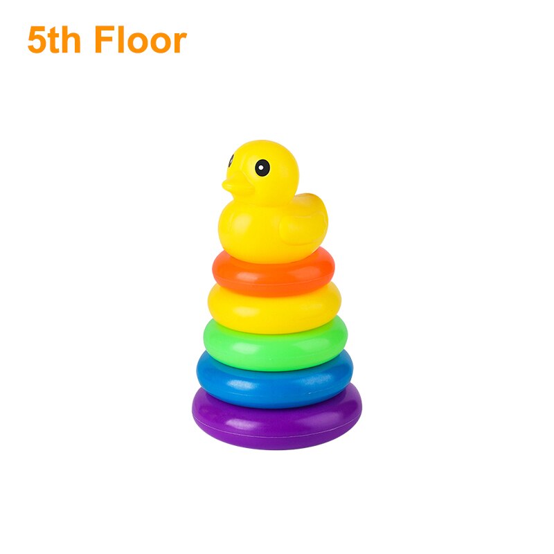 Baby Stacking Duck Toys Puzzle Rainbow Pyramid Tower Circle Ring Childr Montessoris Educational Toys 5/7/9th Floor for Kid Gifts