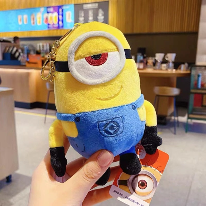 Yellow Body Minion Kawaii Kids Toys Stuffed Animals Movie Characters Bob Stuart In Jeans Plush Doll Key Chain Birthday Gifts