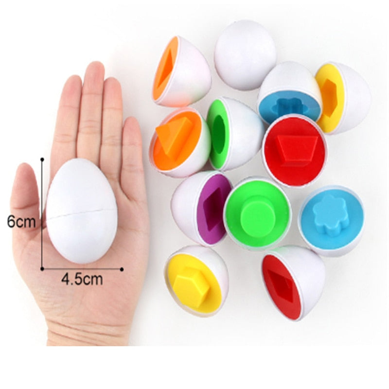 6pcs Montessori Smart Eggs 3D Puzzle Toys For Children Educational Learning Math Toy Kids Color Shape Recognize Match Easter Egg