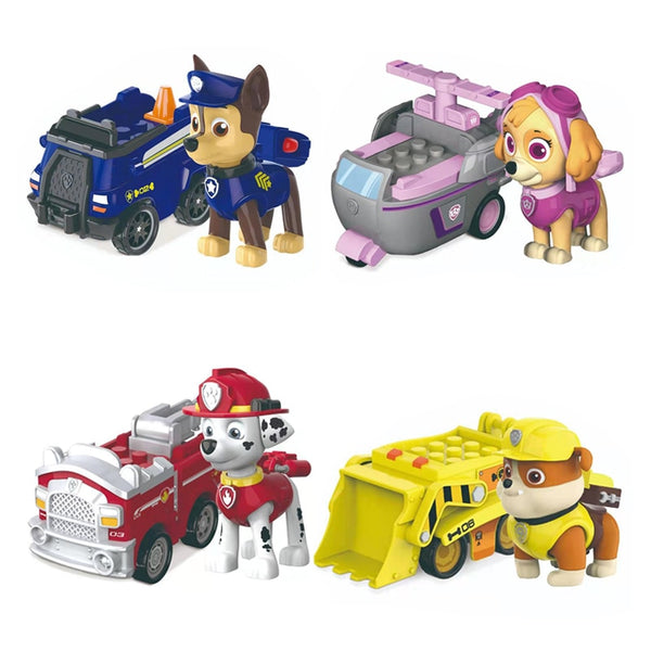 Genuine Paw Patrol Vehicle Chase Skye Marshall Pull Back Cars Playset Building Blocks Action Figure Children Toys Birthday Gifts