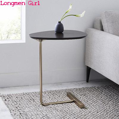 Simple Modern Table Iron Art Sofa Corner Table Lazy Bedside Reading Oval Coffee Table Tea Solid Wood Counter Top Home Furniture