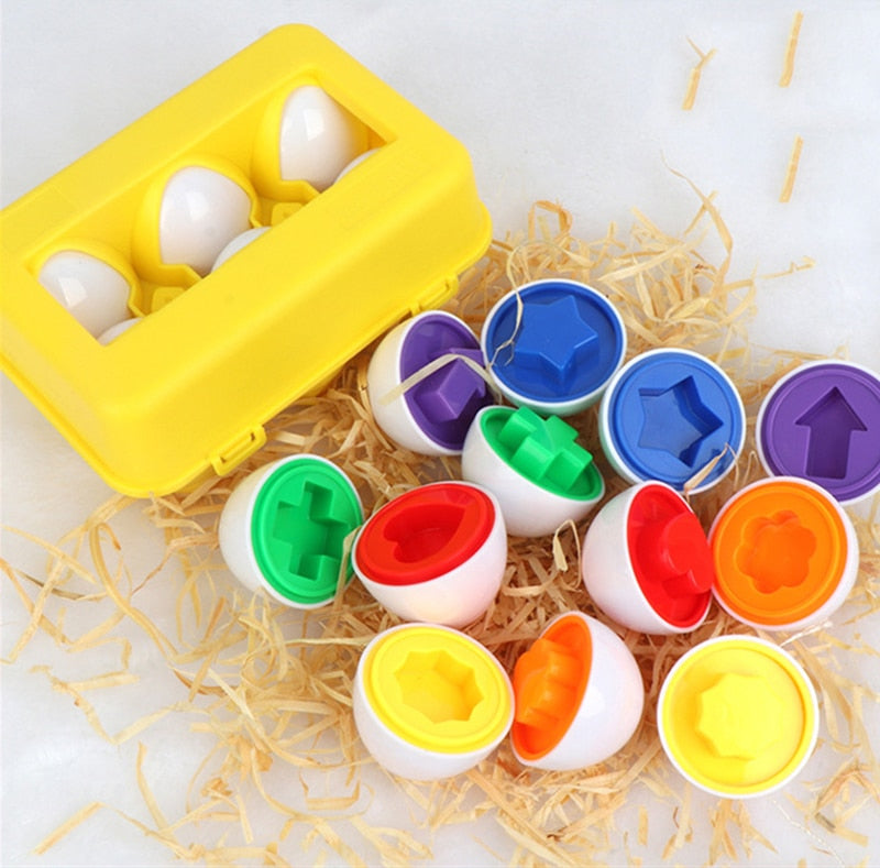 6pcs Montessori Smart Eggs 3D Puzzle Toys For Children Educational Learning Math Toy Kids Color Shape Recognize Match Easter Egg